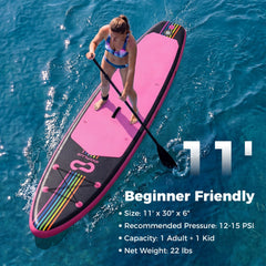 11' Wide Inflatable Stand Up Paddle Board with Backpack for All Skill Levels
