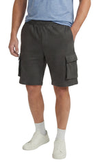 Men's Fleece Cargo Shorts — Elastic Waist Multi-Pocket Sweat Shorts