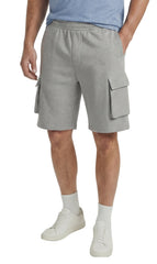 Men's Fleece Cargo Shorts — Elastic Waist Multi-Pocket Sweat Shorts