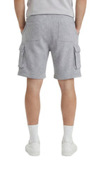 Men's Fleece Cargo Shorts — Elastic Waist Multi-Pocket Sweat Shorts