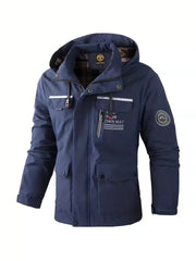 Men's Casual Windbreaker Hooded Waterproof Soft Shell Winter Coat