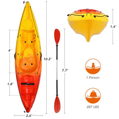 Single Sit On Top Kayak with Detachable Aluminum Paddle