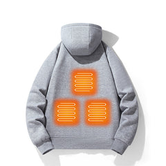 Men Intelligent Heated Hoodie Zipper Cardigan Outdoor Warm Jacket