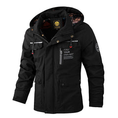 Men's Casual Windbreaker Hooded Waterproof Soft Shell Winter Coat