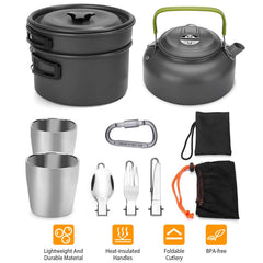 12Pcs Camping Cookware Set Aluminum Outdoor Cooking Kit