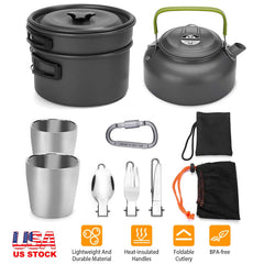 12Pcs Camping Cookware Set Aluminum Outdoor Cooking Kit