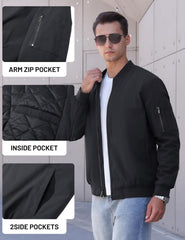 7DAY'S Men's Bomber Jackets Thermal Quilted Jacket Water Resistant Warm Winter Coats