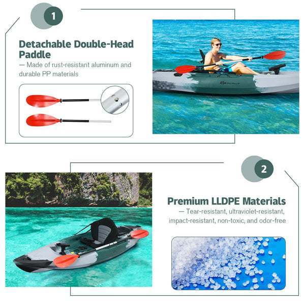 Sit On Top Fishing Kayak Boat with Rod Holders Paddle