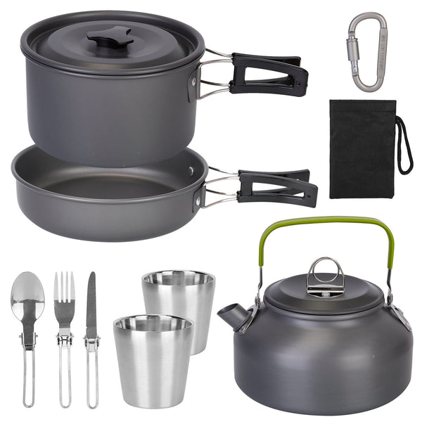 12Pcs Camping Cookware Set Aluminum Outdoor Cooking Kit