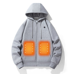 Men Intelligent Heated Hoodie Zipper Cardigan Outdoor Warm Jacket