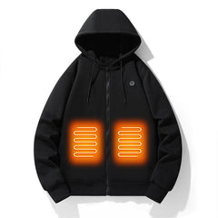 Men Intelligent Heated Hoodie Zipper Cardigan Outdoor Warm Jacket