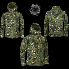 Men Green Camouflage Lightweight Waterproof Tactical Windbreaker Jacket
