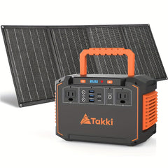 300W Portable Power Station Solar Generator w/ Foldable Solar Panel Camping Backup Power Supply