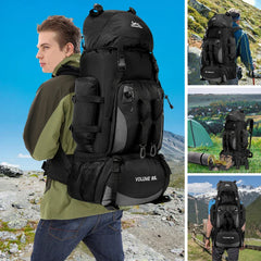 90L Waterproof Hiking Camping Backpack Large Capacity Travel Rucksack