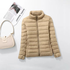 Women Short Puffer Jacket 2025 New Fashion Stand Collar Lightweight Water-Resistant Packable Female Down Parka Casual Coat