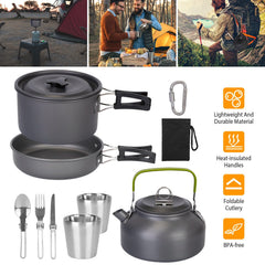 12Pcs Camping Cookware Set Aluminum Outdoor Cooking Kit