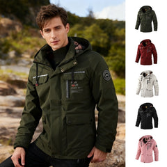 Men's Casual Windbreaker Hooded Waterproof Soft Shell Winter Coat