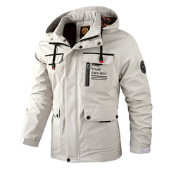 Men's Casual Windbreaker Hooded Waterproof Soft Shell Winter Coat