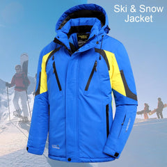 Men's Blue Winter Outdoor Ski Jacket Waterproof Warm Coat