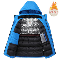 Men's Blue Winter Outdoor Ski Jacket Waterproof Warm Coat