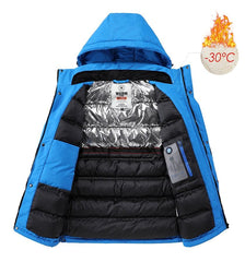 Men's Blue Winter Outdoor Ski Jacket Waterproof Warm Coat