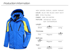 Men's Blue Winter Outdoor Ski Jacket Waterproof Warm Coat