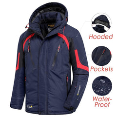 Men's Blue Winter Outdoor Ski Jacket Waterproof Warm Coat