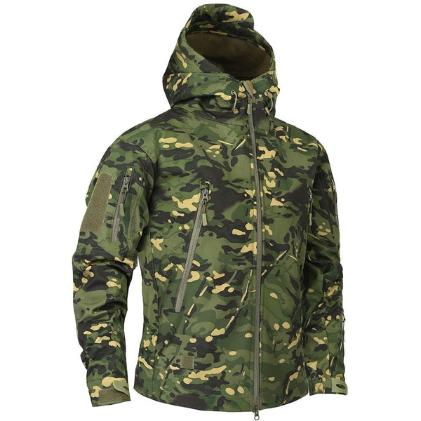 Men Green Camouflage Lightweight Waterproof Tactical Windbreaker Jacket