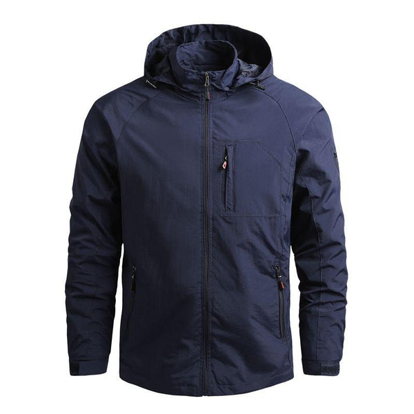Men Outdoor Hiking Waterproof Hooded Windbreaker Jacket Coat