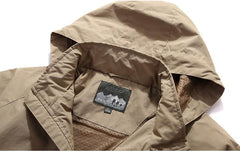 Men Outdoor Hiking Waterproof Hooded Windbreaker Jacket Coat