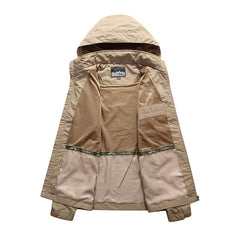 Men Outdoor Hiking Waterproof Hooded Windbreaker Jacket Coat