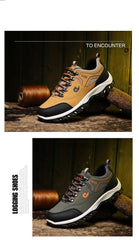 Men's Sports Hiking Shoes Low-Top Breathable Non-Slip Wear-Resistant Outdoor Leisure Sports Shoes Men Leather Non-Slip Sneakers Lightweight Low Top For Outdoor Trailing Walking Shoes